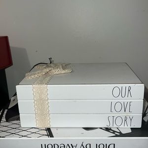 RAE DUNN wooden book stack { OUR LOVE STORY. }